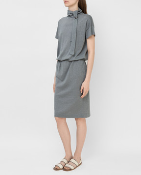 Brunello Cucinelli Серое платье с люрексом M41819A94P