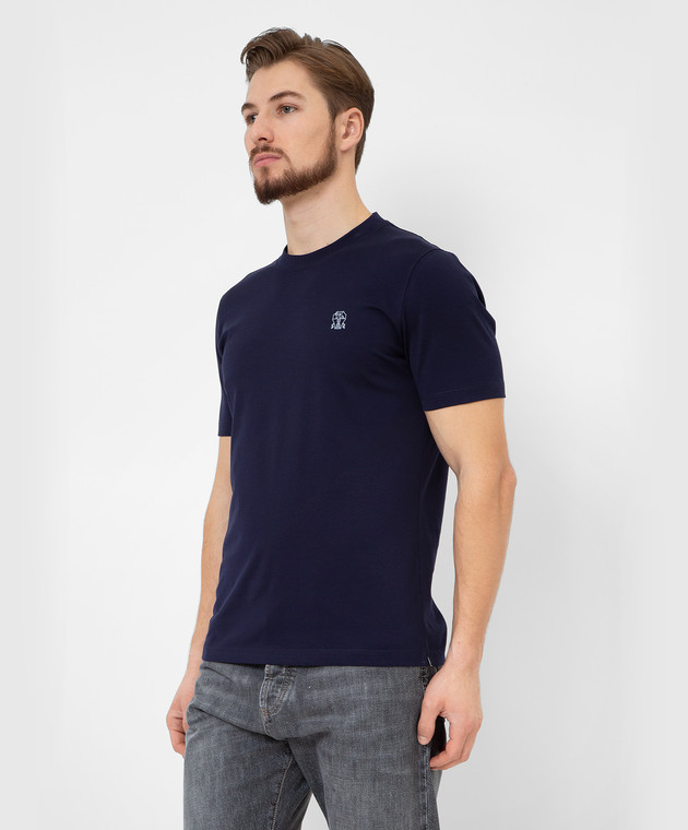 Brunello Cucinelli Темно-синяя футболка с эмблемой M0T618440 изображение 3