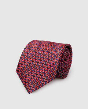 Stefano Ricci Детский шелковый бордовый набор из галстука и платка-паше в узор YDH29025