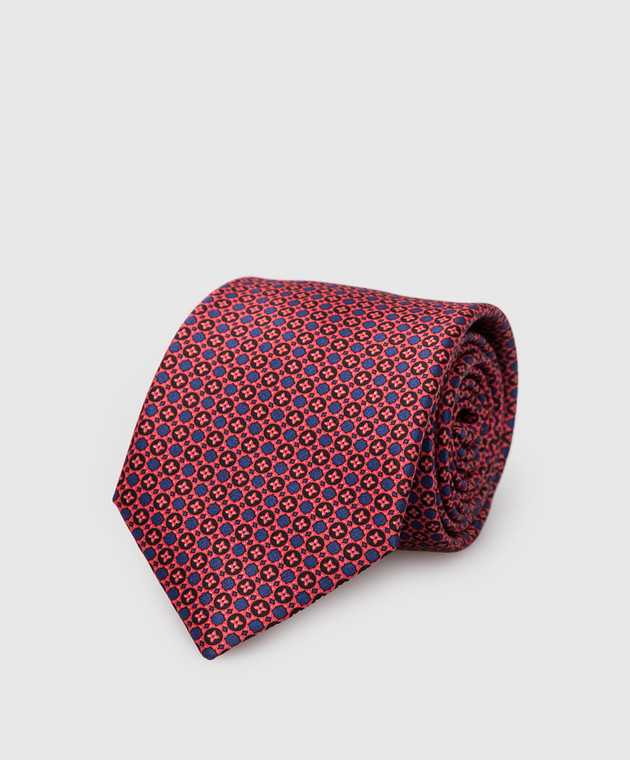 Stefano Ricci Дитячий бордовий шовковий набір з краватки і хустки-паші у візерунок YDH29025