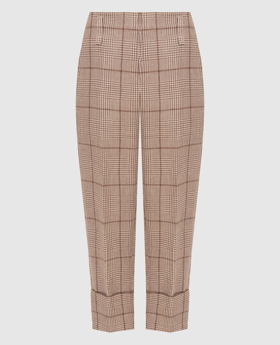 Checked linen trousers