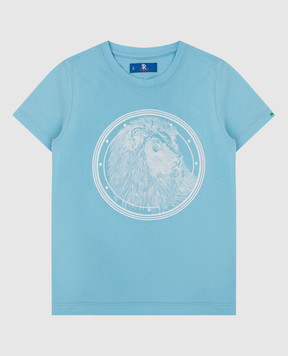 Stefano Ricci Дитяча блакитна футболка з вишивкою YNH9200550803