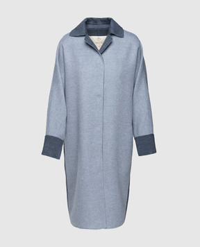 Florence Mode Синее пальто из шерсти L1750SKYFALL