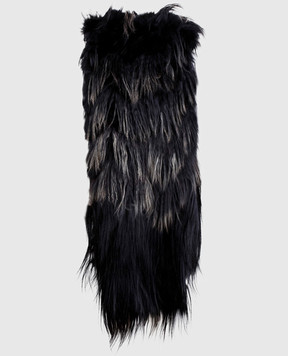 Annabella Черный шарф из меха мурмаски, ламы и снежной козы 4SC2R