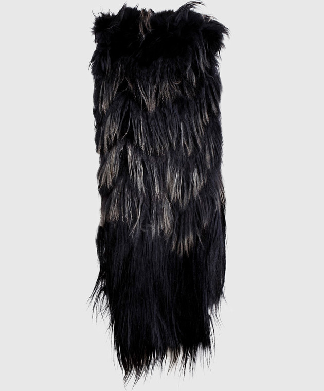 Annabella Чорний шарф з хутра мурмаскі, лами і сніжної кози 4SC2R