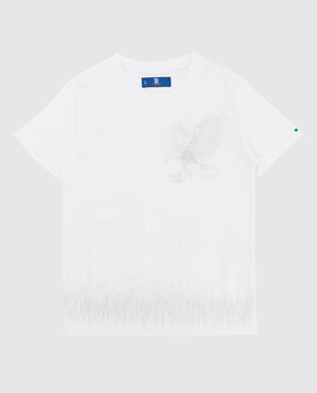Stefano Ricci Дитяча біла футболка з вишивкою YNH84001PC803
