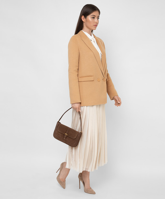 BY FAR Коричневая замшевая сумка-багет Miranda 21PFMDASWOUMED изображение 2