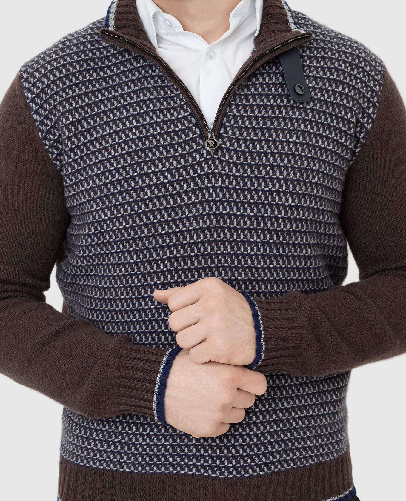 Stefano Ricci Коричневый свитер из кашемира в узор K606238L03F21420 изображение 5