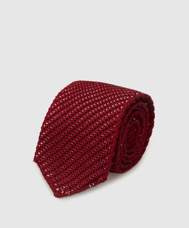 Stefano Ricci Детский бордовый шелковый галстук в узор YCRM3600SETA