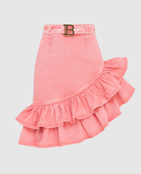 Balmain Розовая юбка с логотипом VF14315D090