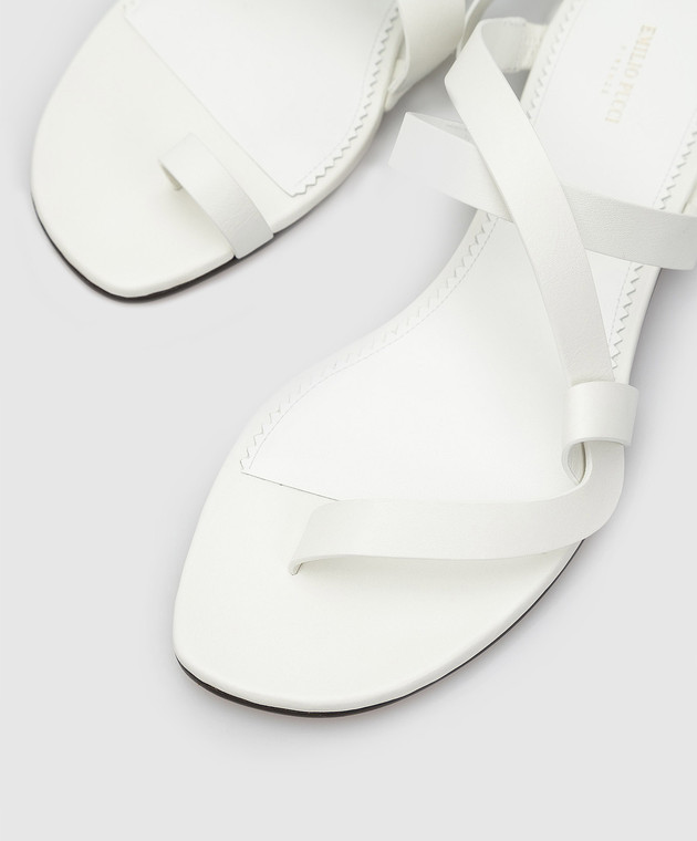 EMILIO PUCCI Белые кожаные сандалии 1ECE251EX08 изображение 5