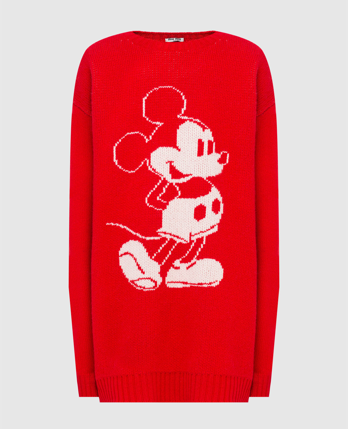 

Свитер из вирджинской шерсти с узором Mickey Mouse Miu Miu, Красный, Свитера