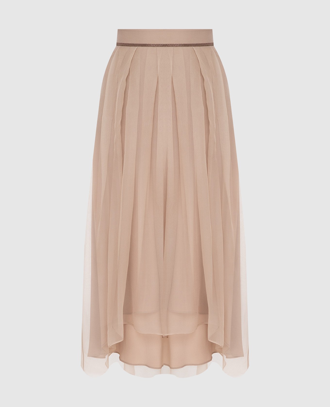 

Шелковая юбка с цепочками, Бежевый, Юбки прямые