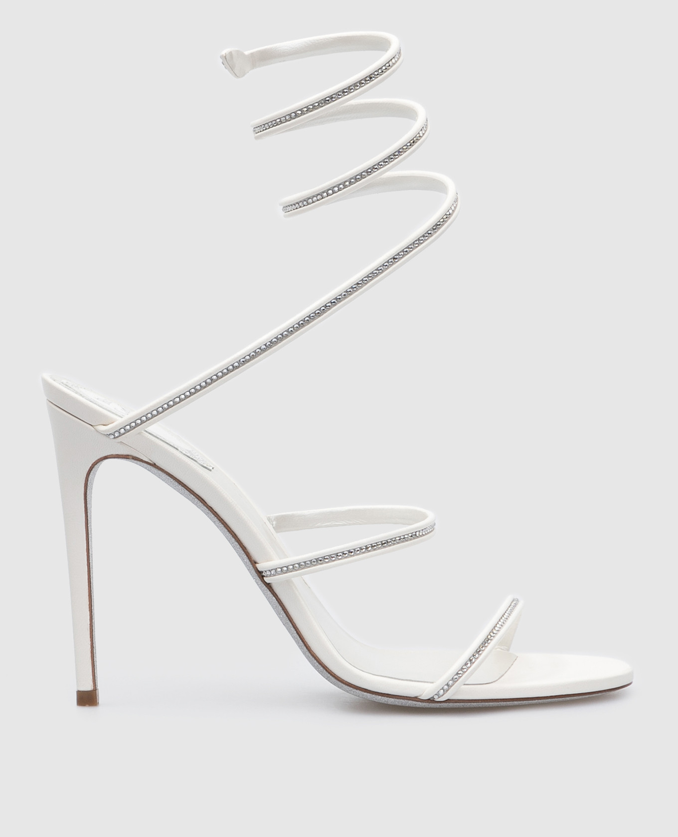 Cleo white leather sandals with crystals