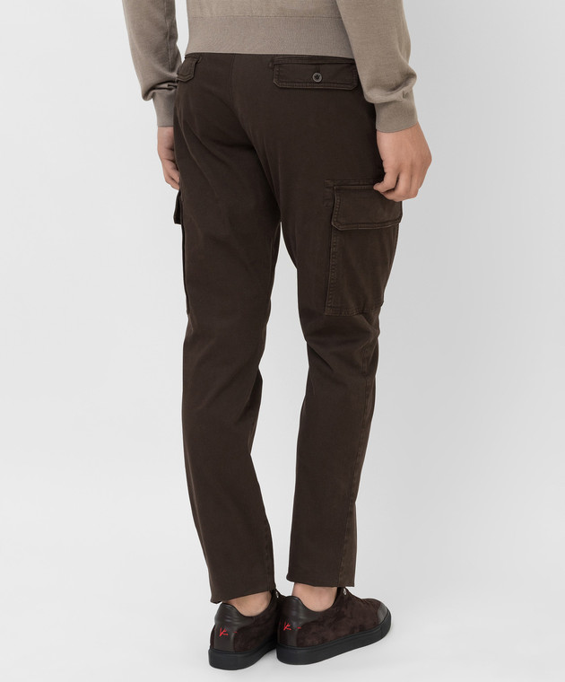 ISAIA Темно-коричневые брюки-карго PNTS99XP876 изображение 4