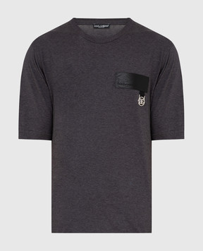 Dolce&Gabbana Серая футболка с металлической эмблемой логотипа G8NC5ZG7A2H
