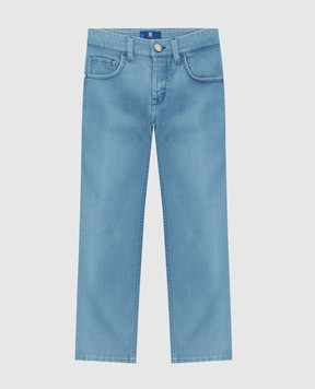 Stefano Ricci Детские голубые джинсы с вышивкой YFT0203040Z901