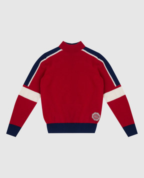 Stefano Ricci Детский красный свитер из шерсти с узором KYS8302L10SY6482