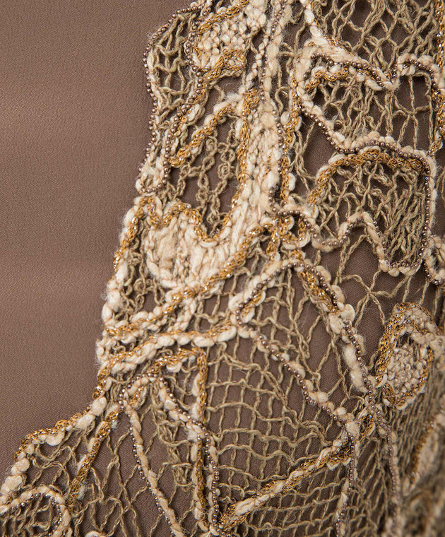 Brunello Cucinelli Золотиста блуза з мережива M7BR01706 зображення 5