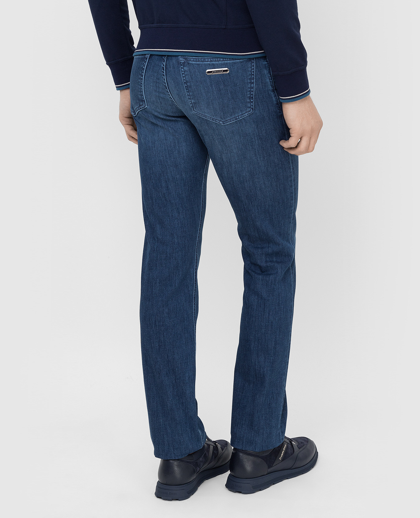 Stefano Ricci Синие джинсы с эффектом потертости MST14B10900022 изображение 4