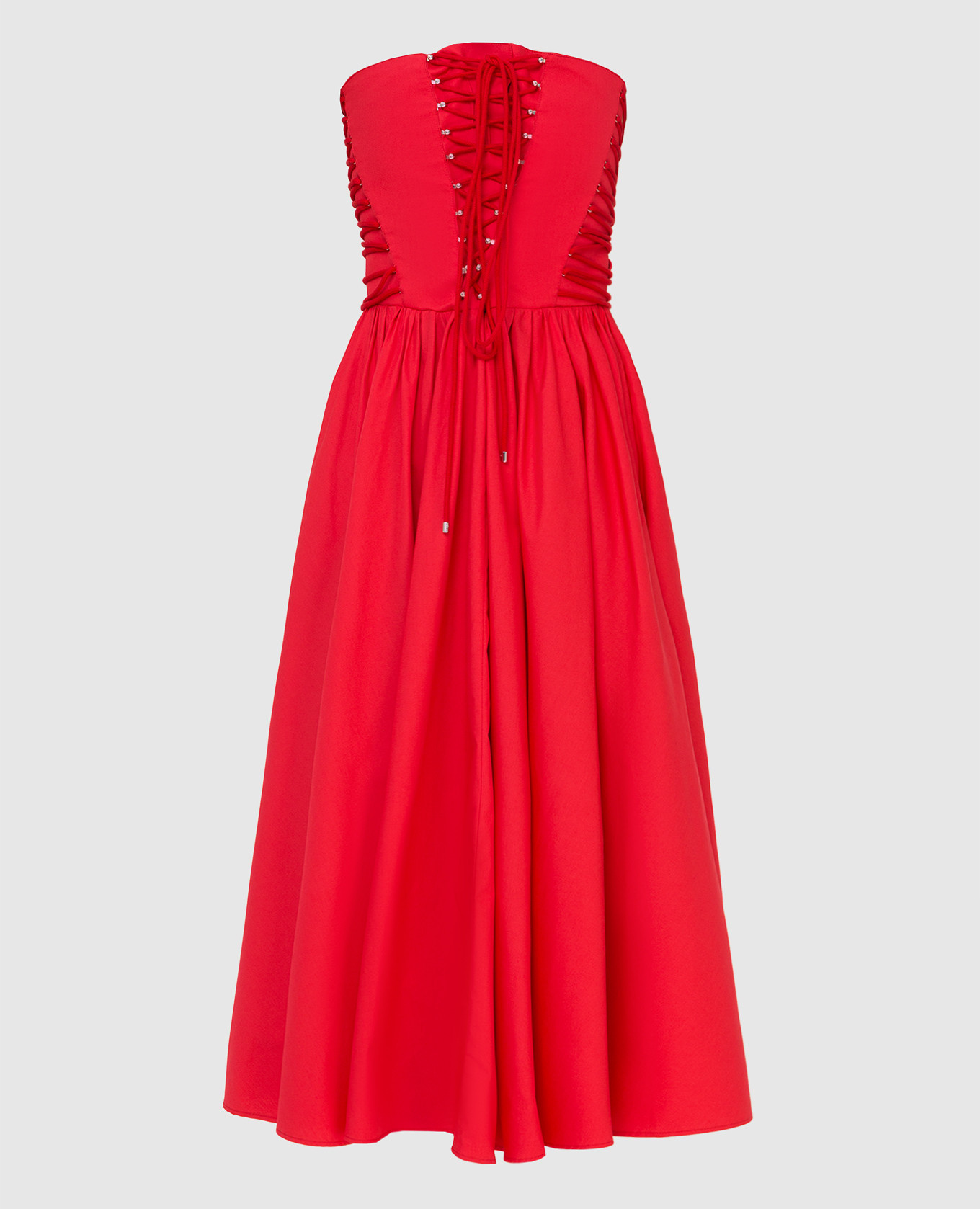 Красное платье с корсетным верхом на шнуровке
