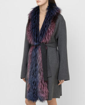 Rindi Сіре пальто з кашеміру з хутром лисиці 262TE017