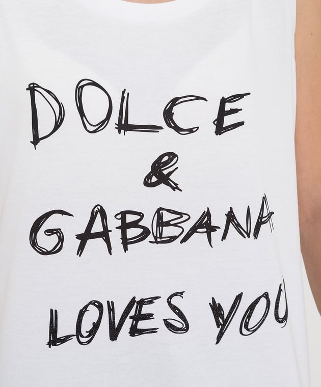 Dolce&Gabbana Білий топ з принтом F8K88TG7XAV зображення 5