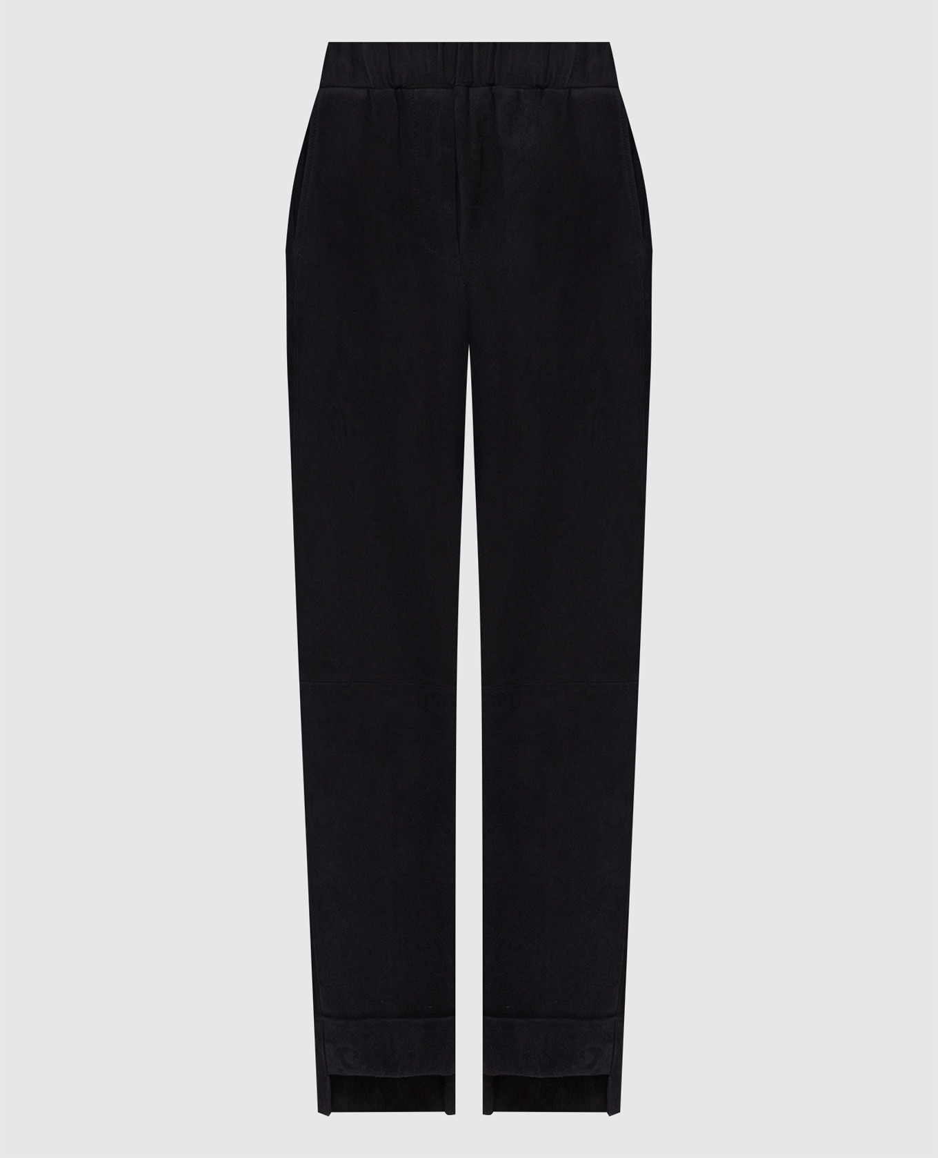 

Темно-синие брюки из замши, Синий, Укороченные брюки