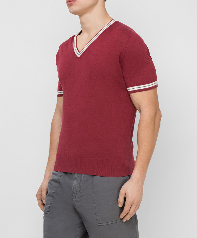 Brunello Cucinelli Бордовая футболка из льна M2L16102 изображение 3