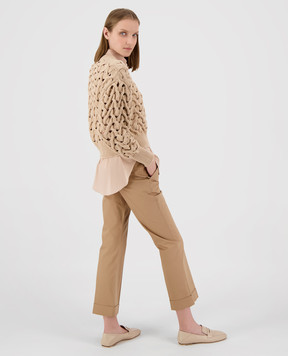 Brunello Cucinelli Бежевые штаны клеш M0F70P7004