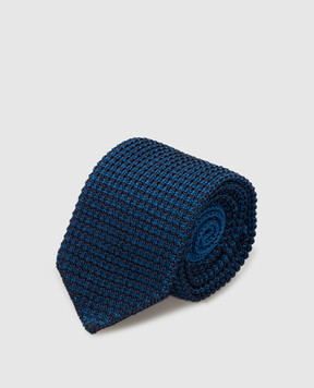 Stefano Ricci Дитячий темно-синій шовковий галстук в візерунок YCRMTSR916