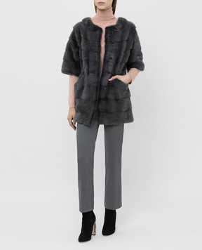 Annabella Темно-зелена шуба з хутра норки 5FR1JGREY