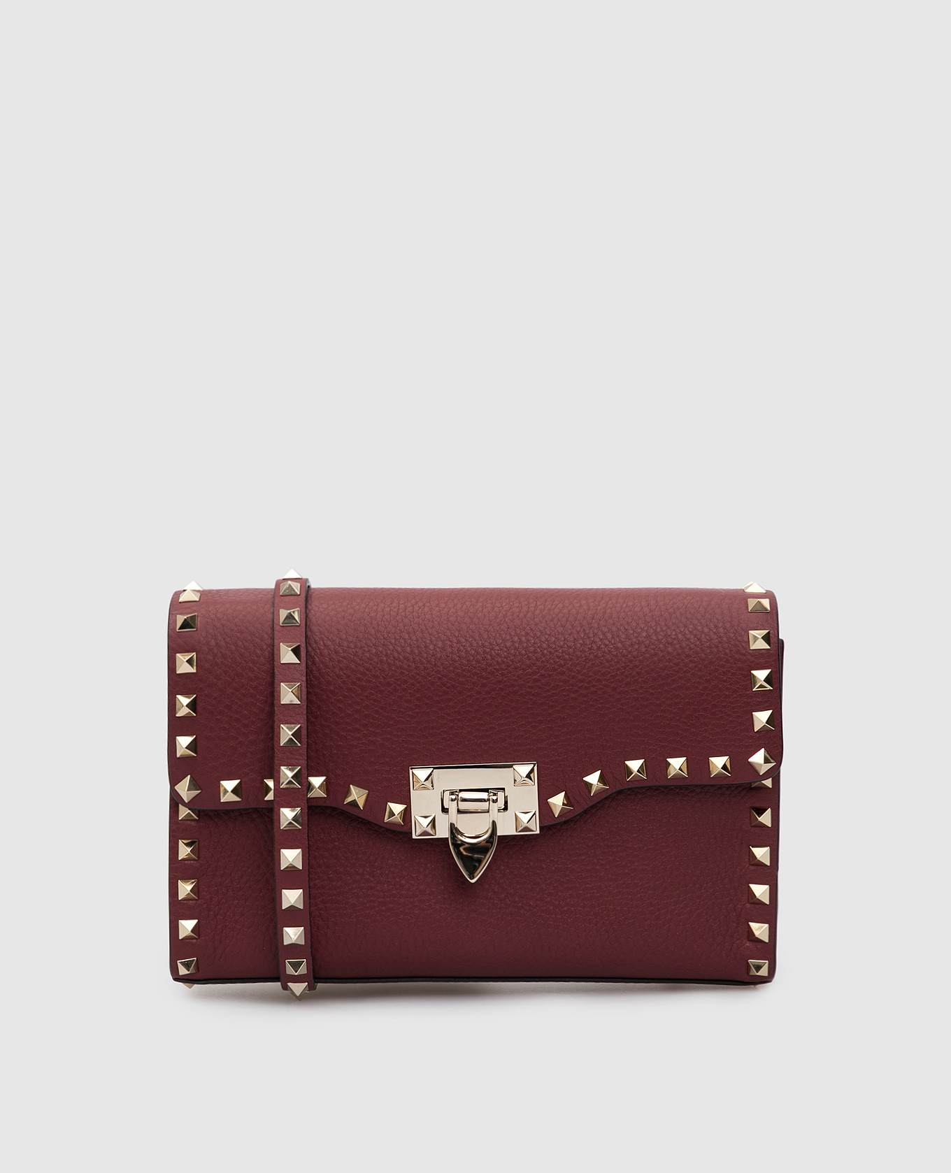 

Бордовая кожаная сумка-мессенджер Rockstud, Бордовый, Сумки-мессенджеры