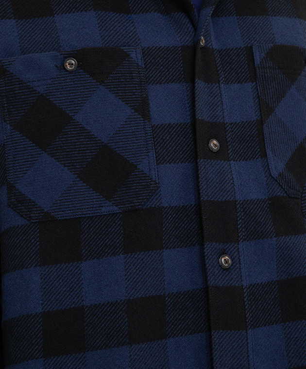 Off-White Темно-синяя рубашка в клетку OMGA188F21FAB001 изображение 5