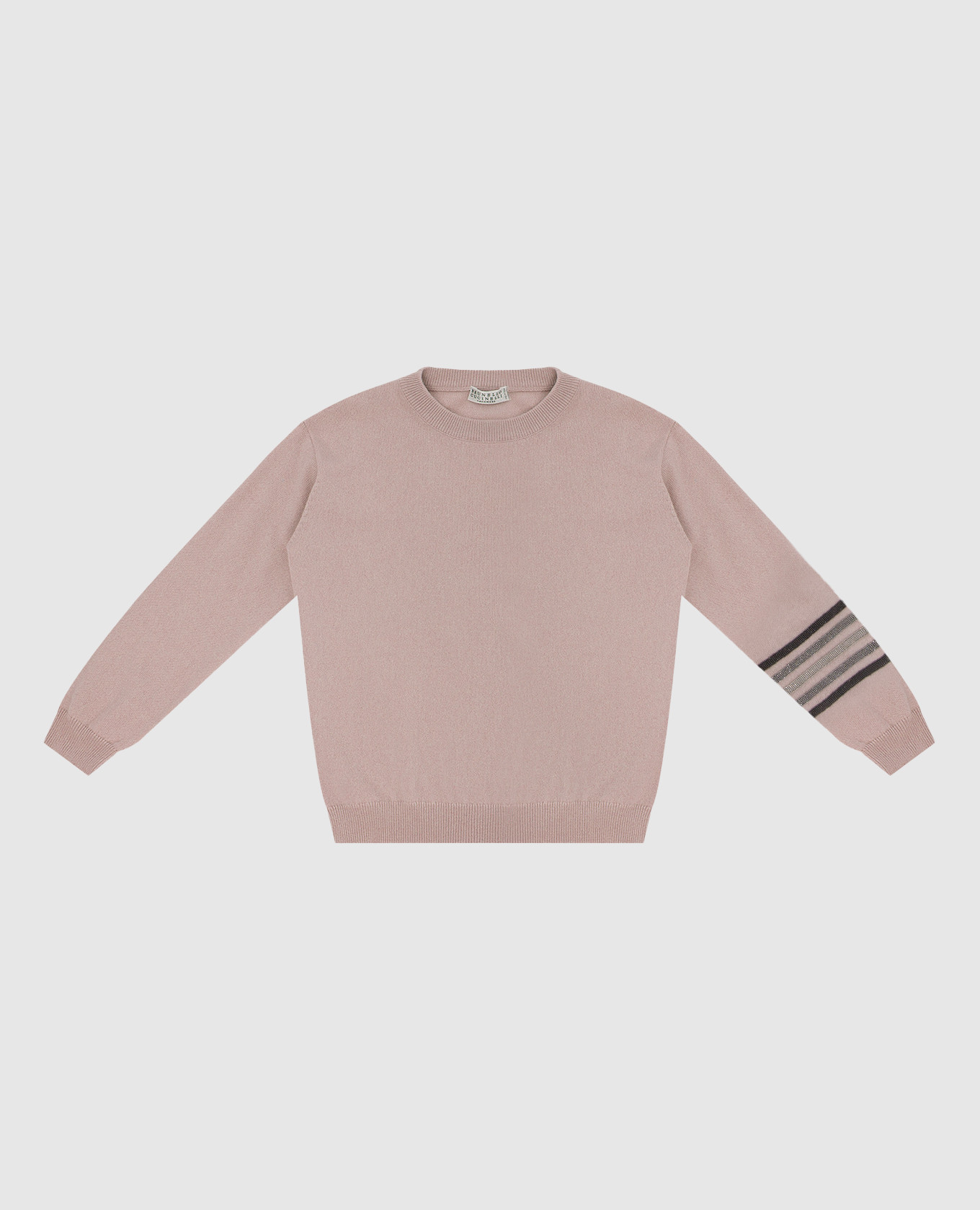 

Детский пудровый джемпер из кашемира с цепочками, Розовый, Свитера