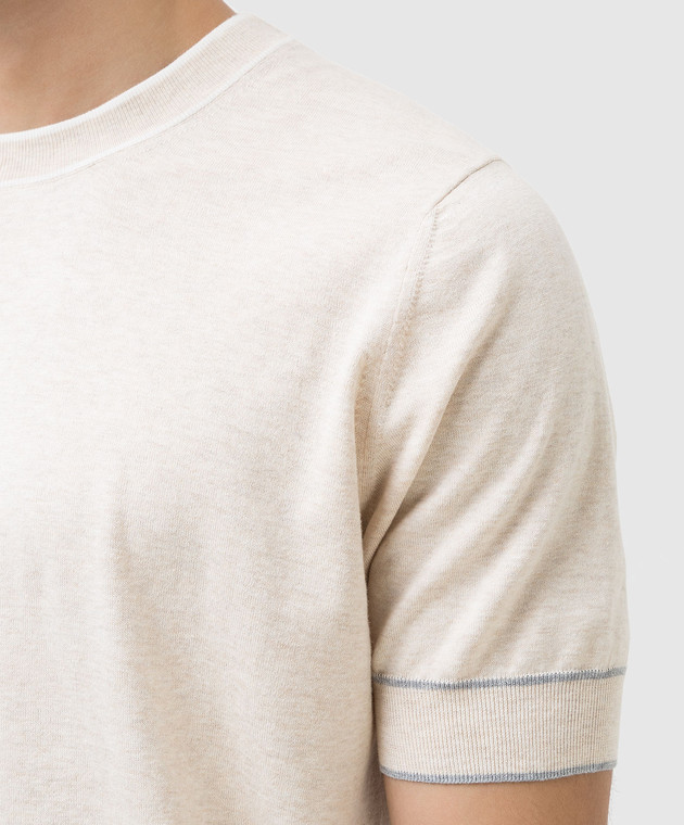 Brunello Cucinelli Светло-бежевая футболка M29802010 изображение 5