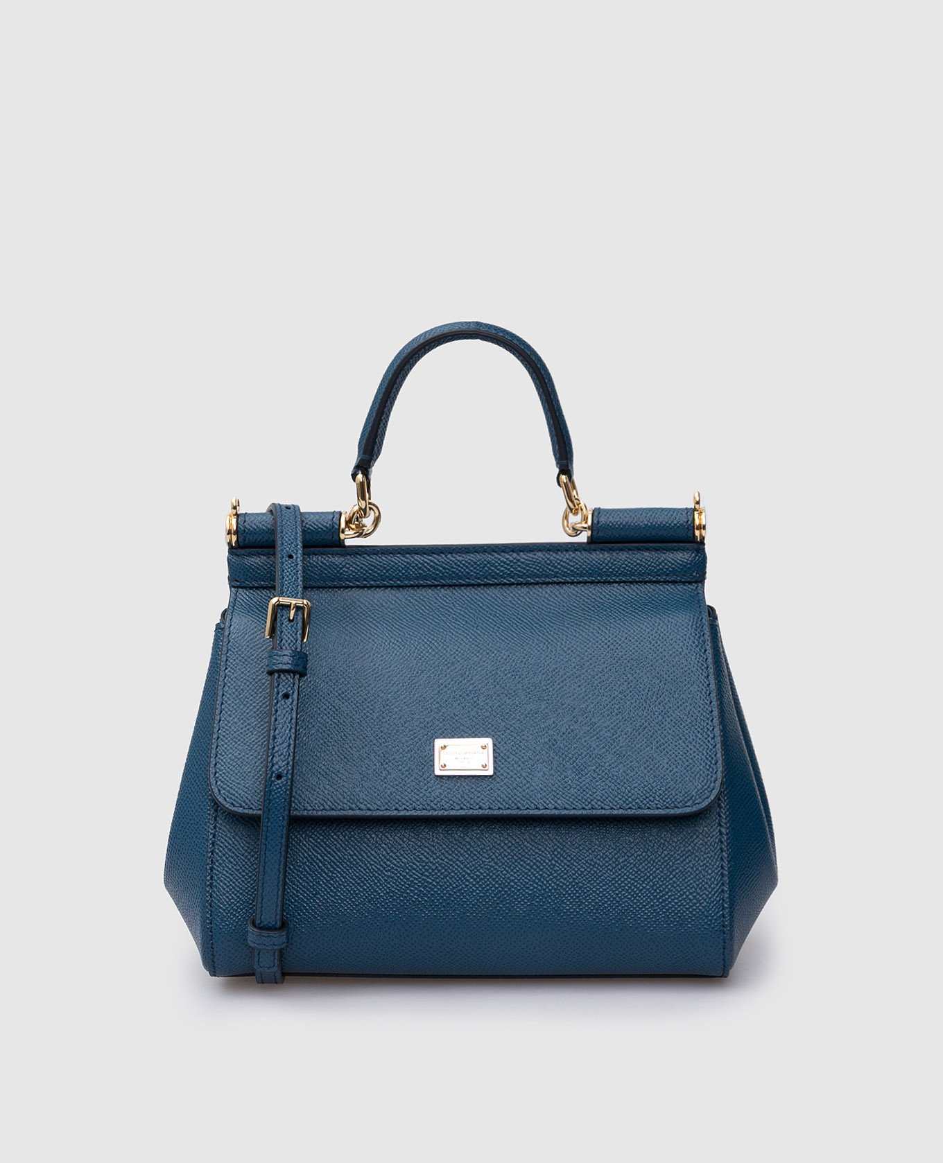 Dolce&Gabbana Синяя кожаная сумка мини Sicily BB6003A1001