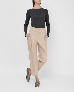 Brunello Cucinelli Бежевые брюки с защипами MA190P7463
