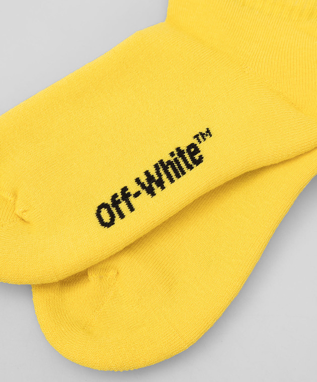 Off-White Детские желтые носки с узором логотипа OBRA001F21KNI001 изображение 3