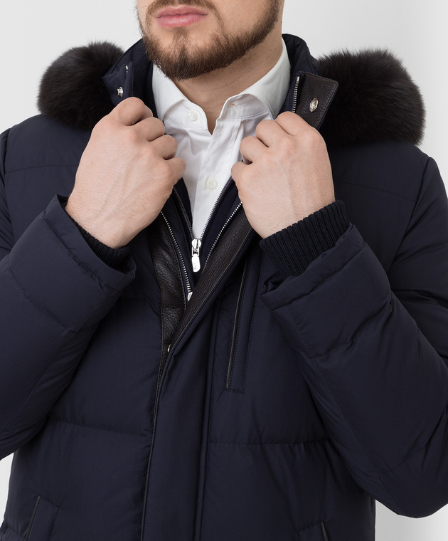 Enrico Mandelli Шелковая пуховая куртка с мехом A3T7423841 изображение 5