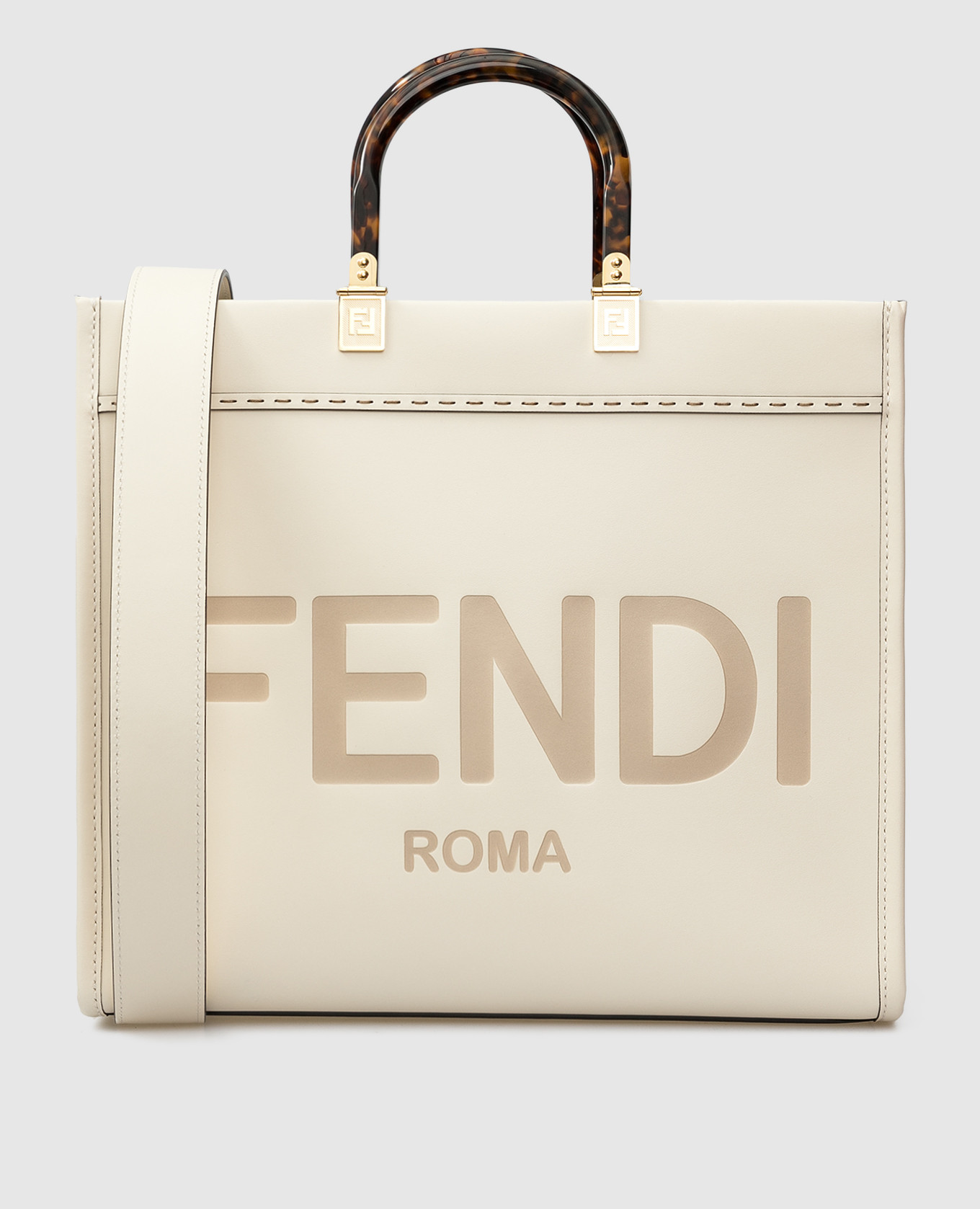 

Кожаная сумка-шоппер "Sunshine" Fendi, Светло-бежевый, Сумки