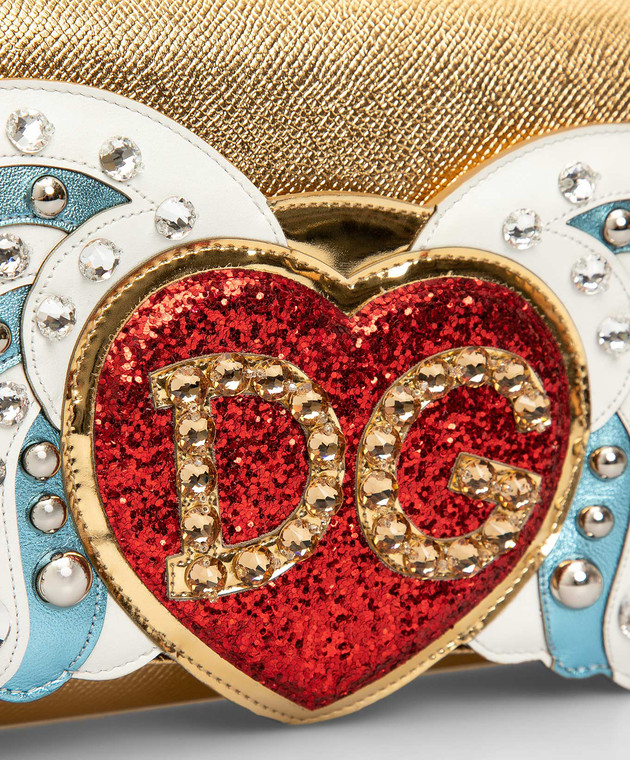 Dolce&Gabbana Золотистый кожаный клатч с кристаллами BI1173AZ053 изображение 5
