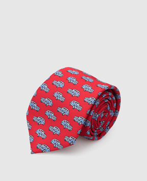 Stefano Ricci Детский красный шелковый набор из галстука и платка-паше в узор YDHNG400