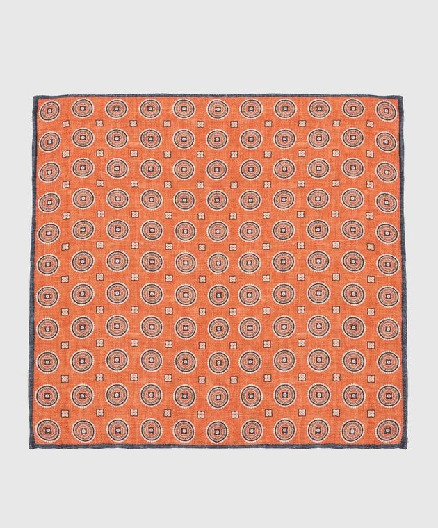 Brunello Cucinelli Оранжевый шелковый платок в узор MQ8470091