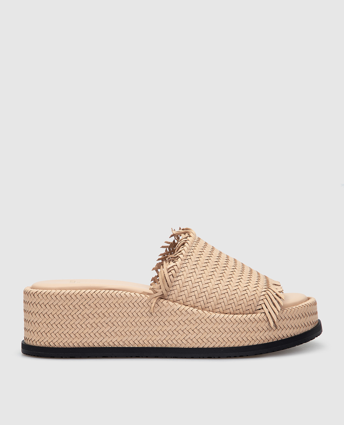 

Кожаные шлепанцы на танкетке с бахромой Bally, Бежевый, Шлепанцы