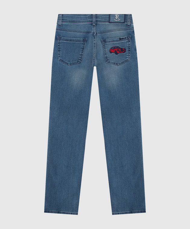 Stefano Ricci Детские синие джинсы с вышивкой YST72020501639 изображение 2