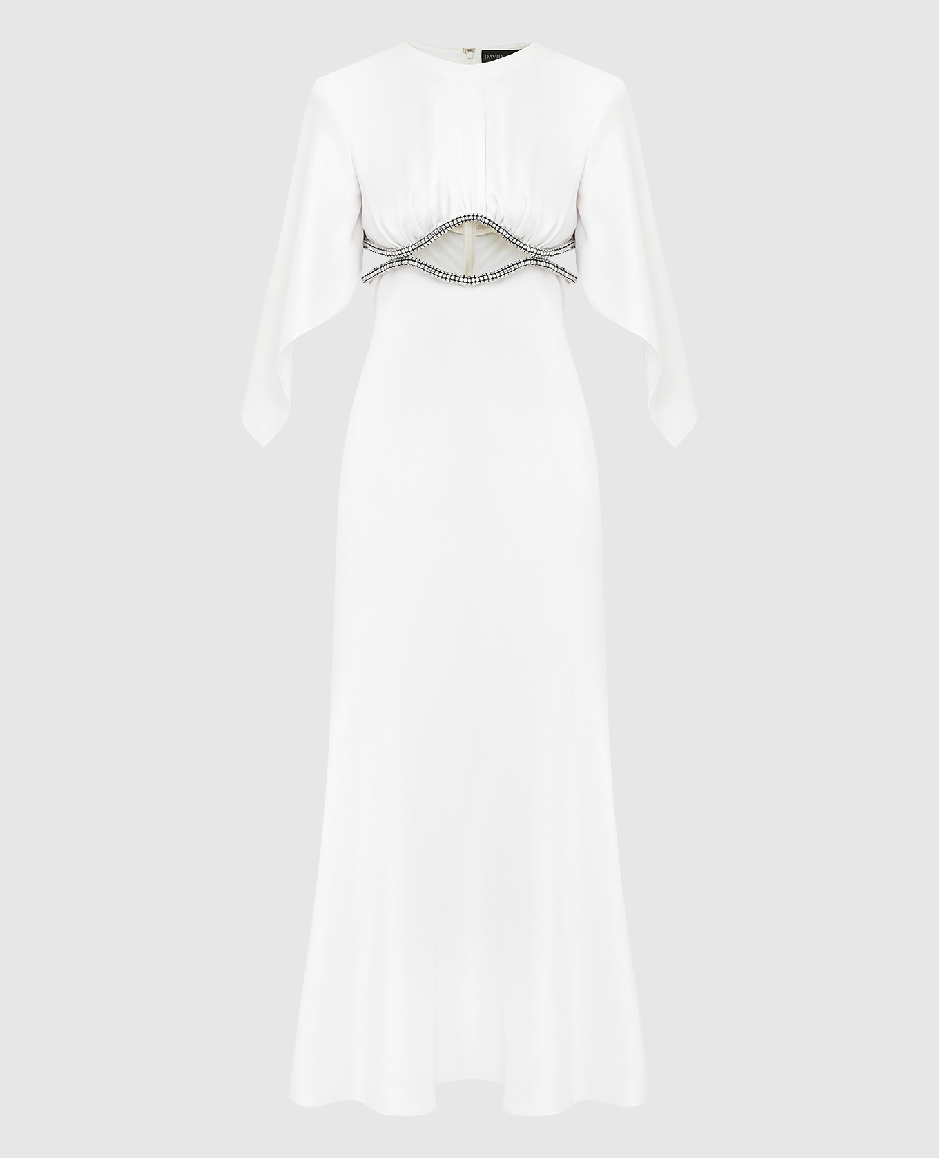 

Белое платье миди с вырезом и кристаллами, Белый, Вечерние платья