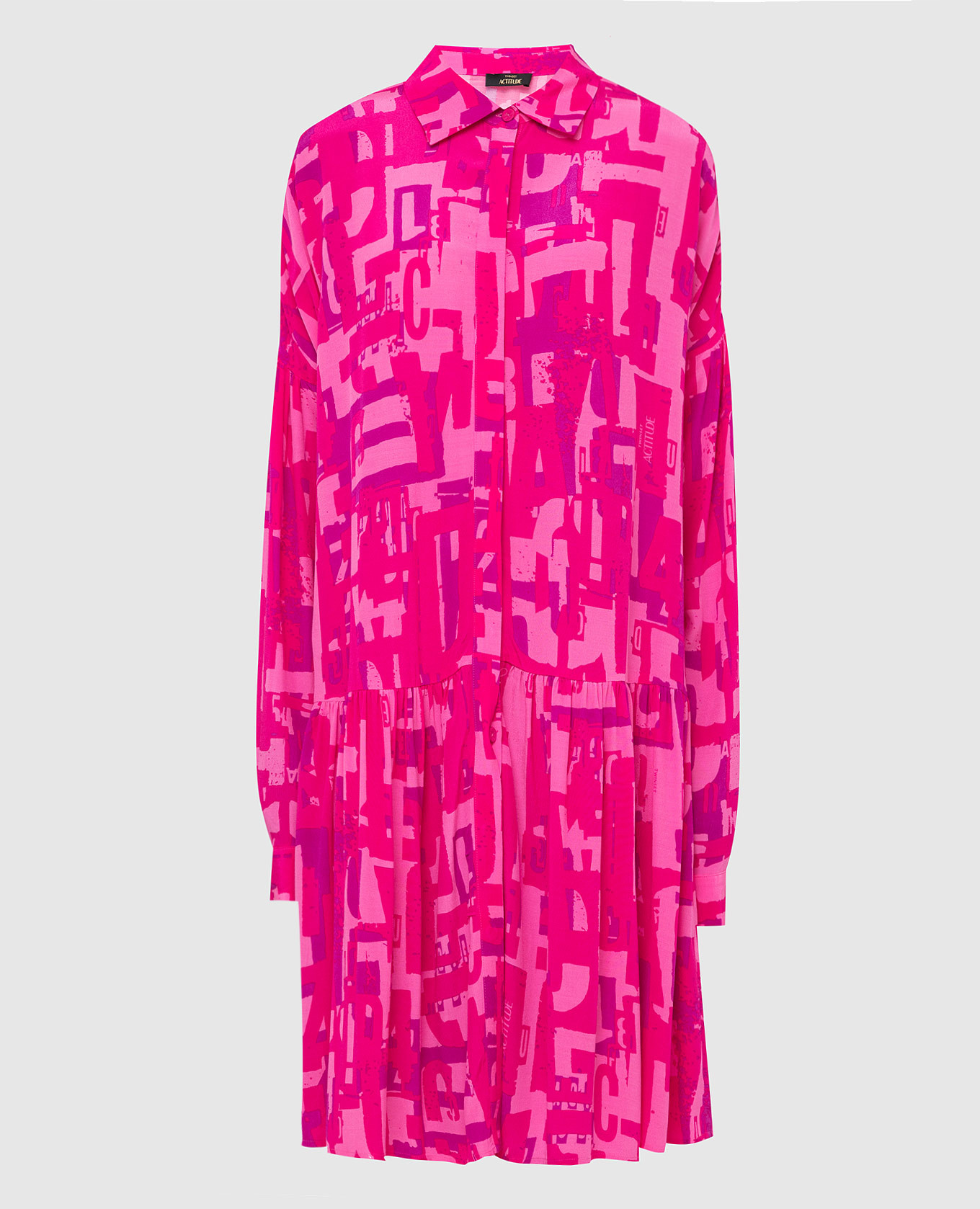 

Платье-рубашка oversize в принт Twin Set Actitude, Фуксия, Платья Мини