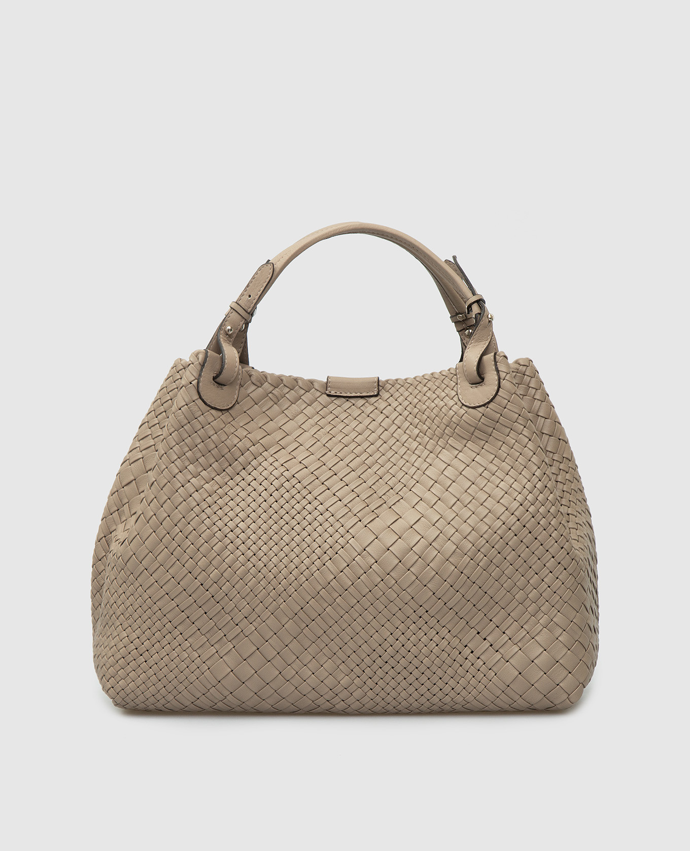 

Бежевая кожаная сумка-тоут с плетением Intrecciato, Бежевый, Сумки через плечо