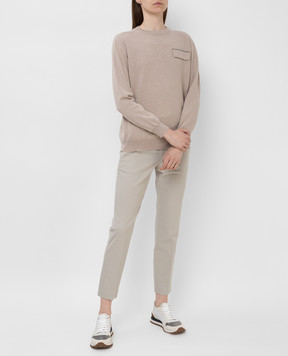 Brunello Cucinelli Брюки из шерсти с нашитыми цепочками MP526P7604